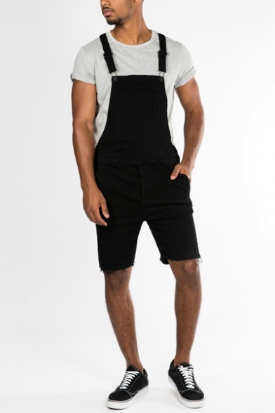 black denim overall shorts