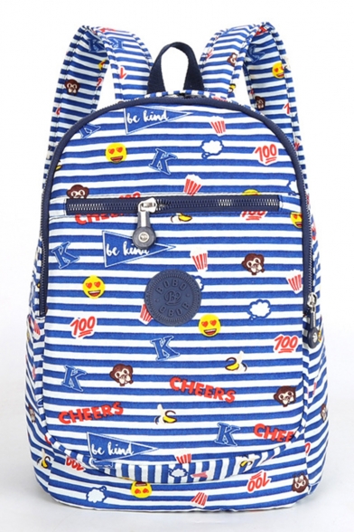 Popular Cartoon Stripe Pattern Large Capacity Blue Lightweight Waterproof Travel Bag School Backpack 28*17*35 CM