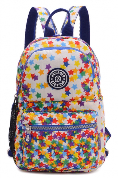 Popular Stars Printed Lightweight Waterproof Nylon White School Backpack 21*10*30 CM