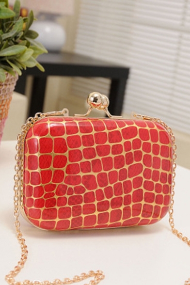 Stylish Plaid Pattern Mini Clutch Handbag with Chain Strap 15*12*4.5 CM