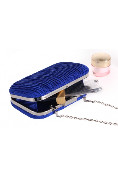 Stylish Solid Color Ruffled Detail Clutch Purse with Chain Strap 17.5*10.5*4.5 CM
