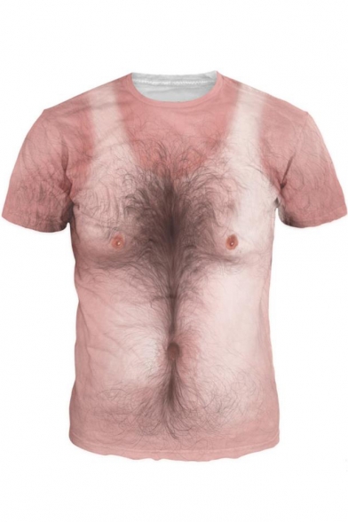 Summer's Hot Fashion 3D Muscle Pattern Round Neck Short Sleeve Slim T-Shirt