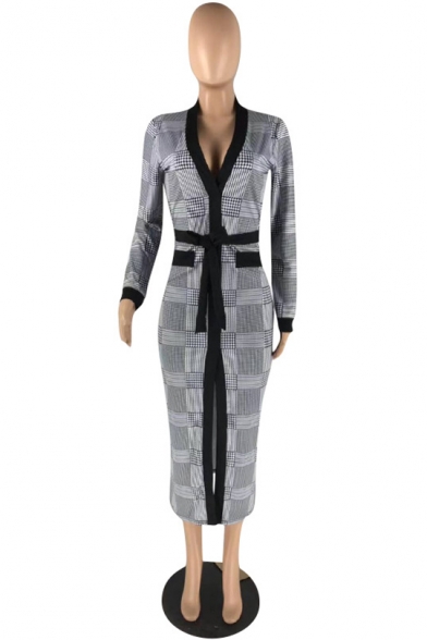 plunge neck split maxi shirt