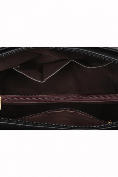 Elegant Solid Color Hardware Decoration PU Shoulder Handbag for Women 30*13*20 CM