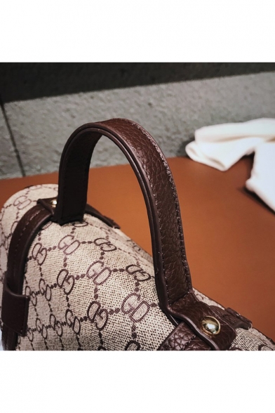Fashion Classic Printed Striped Wide Strap Belt Buckle Embellishment Work Satchel Handbag 22*18*11 CM