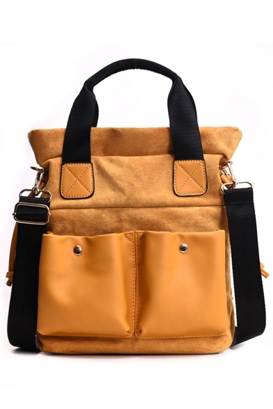 Fashion Solid Color Multi-pocket Decoration Frosted Shoulder Messenger Bag for School 27*11*30 CM