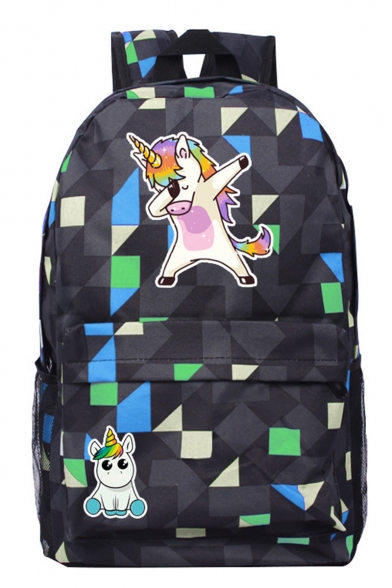 New Geometric Cartoon Unicorn Print Oxford Cloth Backpack 45*31*13 CM