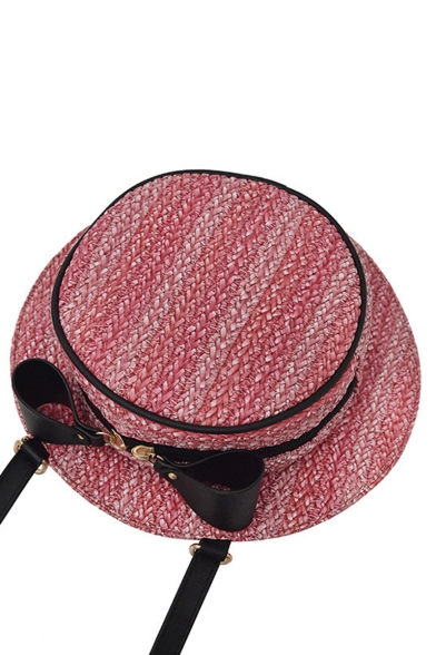 Personalized Creative Hat Shape Bow Embellishment Circle Crossbody Bag 25.5*7*25.7 CM
