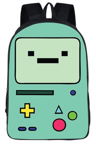 Popular Cartoon Game machine Pattern Green School Bag Backpack 29*16*42 CM