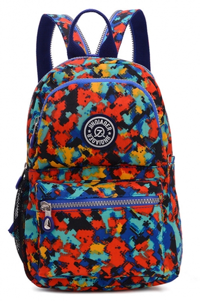 Trendy Printed Large Capacity Red Waterproof Nylon Travel Bag College Backpack 21*10*30 CM