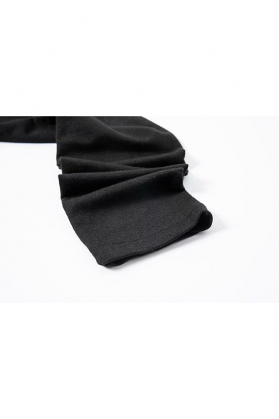 Womens New Stylish Elastic Tape Hem Long Sleeve Zip Up Cropped Black Hoodie