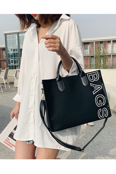 Fashion Letter BAGS Printed Canvas Causal Tote Shoulder Bag 33*11*37 CM