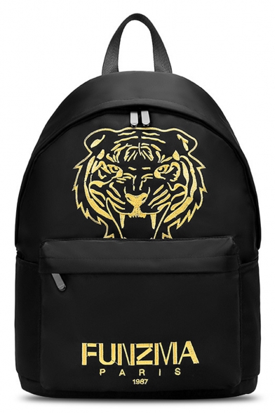 Fashion Letter FUNZMA Lion Embroidery Pattern Canvas School Bag Backpack 28*15*40 CM