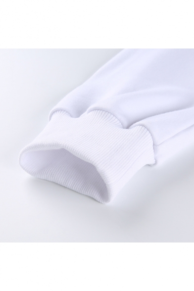 Girls Summer Hip Hop Cool Letter SUCHCUTE Printed Zipper Collar Drawcord Hem Cropped White Sweatshirt