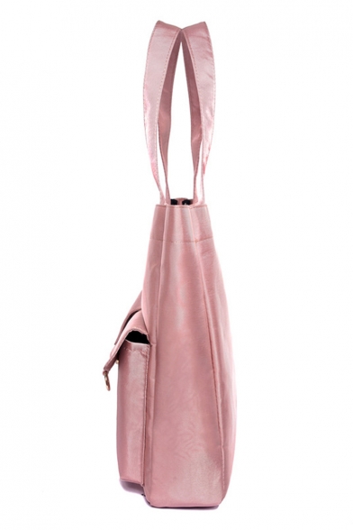 New Fashion Plain Double Pocket Front Waterproof Nylon Tote Bag Shoulder Bucket Bag 34*8*36 CM