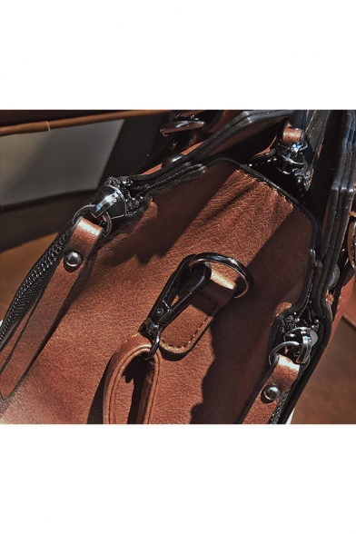 New Fashion Retro Plain Double Zipper Side Belt Embellishment Satchel Handbag for Women 24*13*21 CM