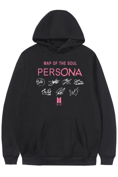 New Popular MAP OF THE SOUL PERSONA Letter Logo Printed Long Sleeve Unisex Pocket Hoodie