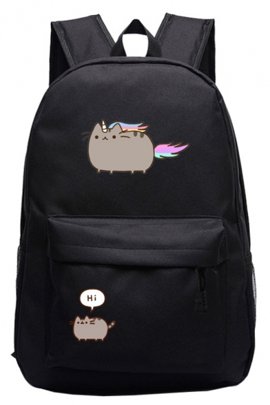 Hot Fashion Cartoon Cat Galaxy Starry Sky Printed Sports Bag School Backpack with Zipper 30*12*42 CM