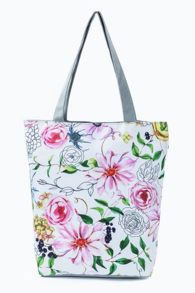 Popular Floral Leaves Printed White Shoulder Bag 27*11*38 CM