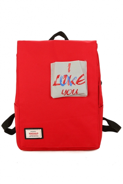 Unisex Trendy Colorblock Letter I LIKE YOU Printed Large Capacity Laptop Bag School Backpack 28*12*41 CM