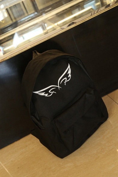 Big Capacity Fashion Angel's Wing Print Solid Color Canvas Backpack for Girls 40.5*30*13 CM