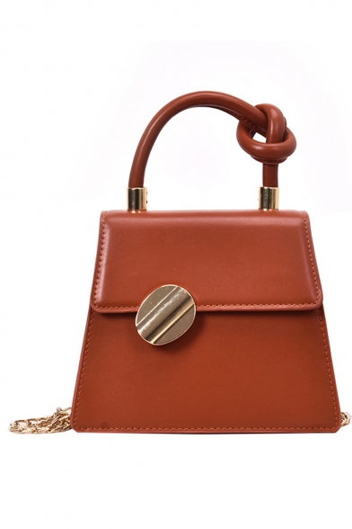 Designer Personalized Plain Metal Button Embellishment Twist Handbag Crossboy Satchel 20*8*17 CM