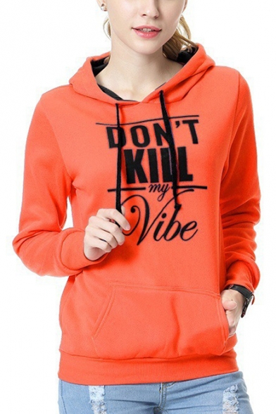 Funny Letter DON'T KILL MY VIBE Pattern Long Sleeve Slim Fitted Hoodie
