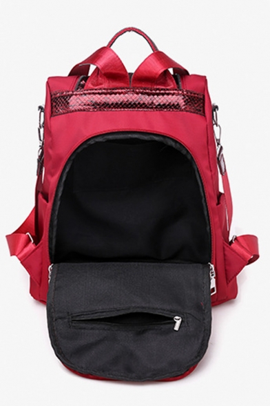 New Stylish Snakeskin Pattern Patched Zipper Embellishment Travel Bag Backpack for Girls 31*30*13 CM