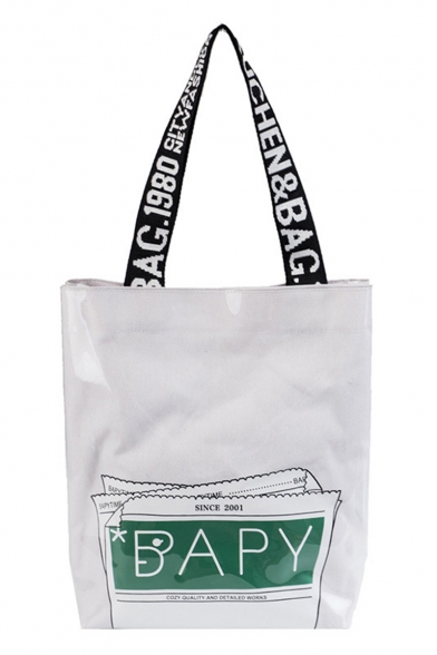 New Trendy Letter Printed Large Capacity Transparent School Shoulder Bag 28*9*37 CM