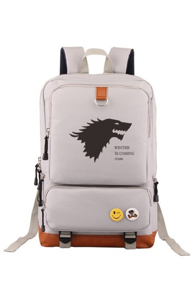 Popular Letter WINTER IS COMING STARK Wolf Printed Travel Laptop Bag School Backpack 23*13*44 CM