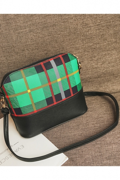 Fashion Color Block Plaid Pattern Crossbody Messenger Bag 22*10*19 CM