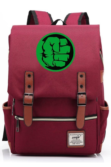Fashion Large Capacity Green Hand Printed Belt Buckle Laptop Bag Travel School Backpack 29*13.5*43 CM