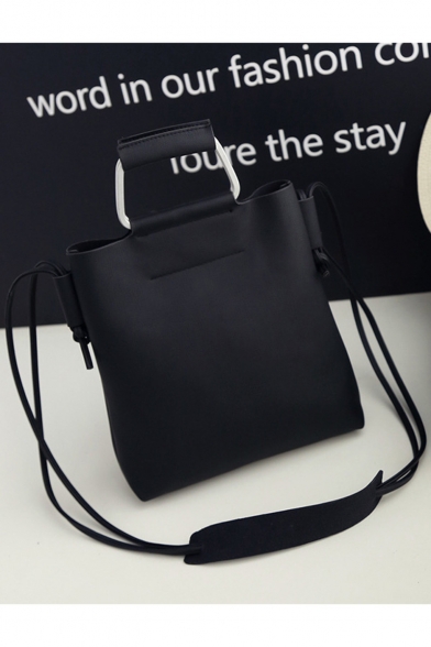 Fashion Solid Color PU Leather Portable Shoulder Messenger Bag 25*6*26 CM