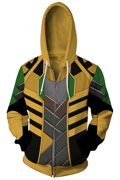 Hot Fashion Cosplay Costume 3D Printed Casual Unisex Zip Up Yellow Hoodie