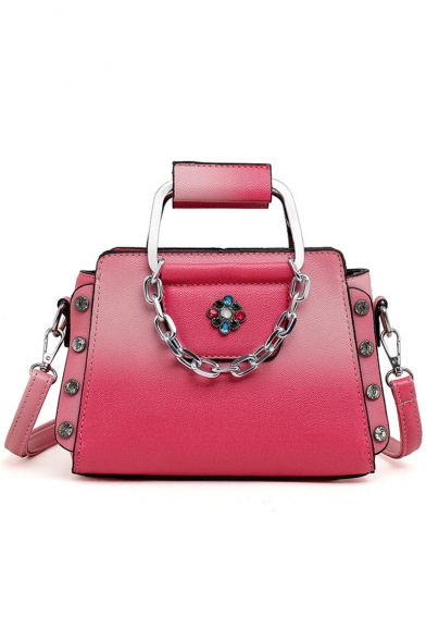 Hot Fashion Ombre Color Rhinestone Chain Embellishment Crossbody Satchel Handbag 22*11*17 CM