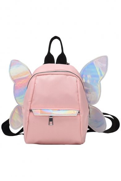 New Stylish Wing Embellishment Solid Color Nylon Mini Backpack for Girls 23*17*11 CM