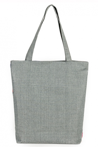 Personalized Floral Elephant Printed Gray Canvas Shoulder Bag 27*8*37 CM