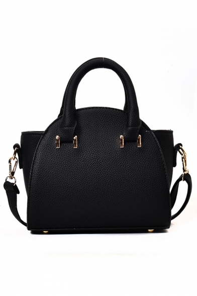 Simple Fashion Plain PU Leather Satchel Shoulder Handbag 21*10*19 CM