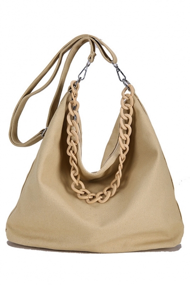 Simple Solid Color Chain Embellishment Shoulder Tote Bag 37*15*32 CM