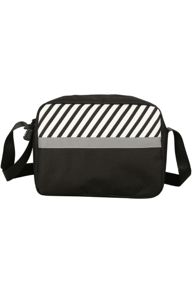 Stylish Color Block Diagonal Stripes Printed Crossbody Messenger Bag 24*6*17 CM