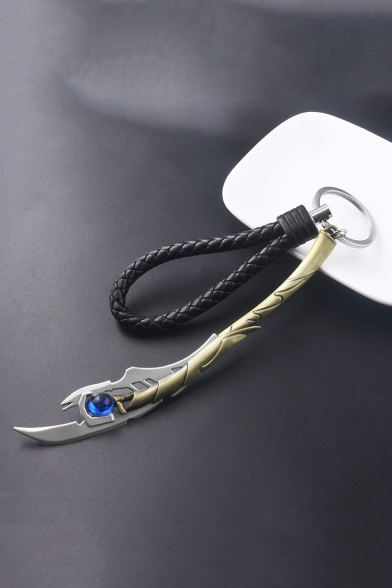 Trendy Blue Gemstone Embellished Scepter Key Ring for Gift