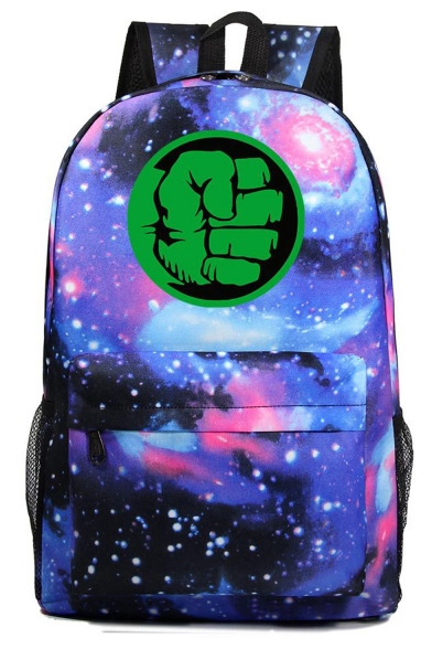 Unisex Fashion Green Hand Galaxy Starry Sky Print Casual School Bag Backpack 31*18*47 CM