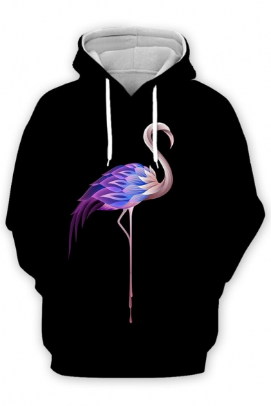 Fashion Flamingo 3D Printed Long Sleeve Loose Sport Pullover Unisex Hoodie