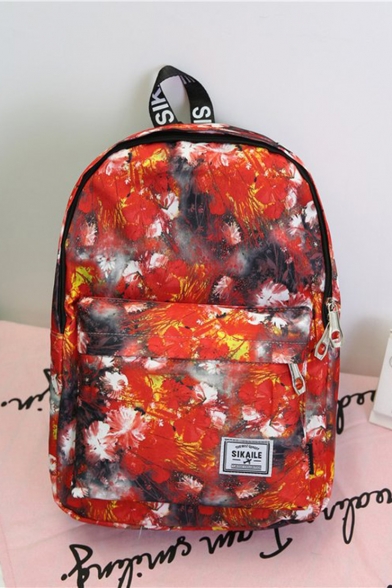 Fashion Pattern Waterproof Red Polyester Leisure School Bag Travel Backpack for Girls 36*27*11 CM
