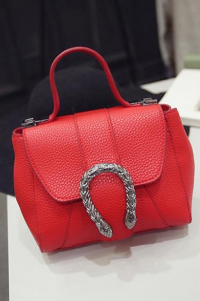 Fashion Solid Color Metal Embellishment Small Leisure Crossbosy Satchel Bag for Women 18*9*14 CM