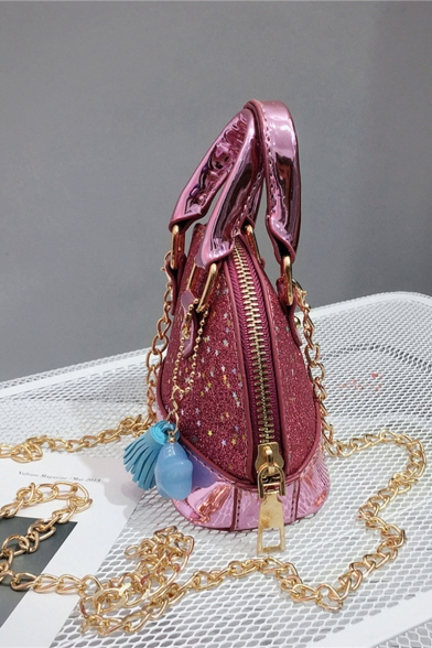 Fashion Stars Pattern Tassel Embellishment Mini Sequined Satchel Shoulder Bag