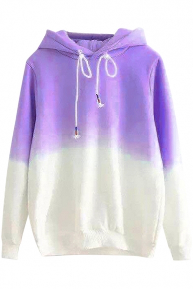 Girls Fancy Two-Tone Ombre Color Long Sleeve Sport Loose Pullover Hoodie