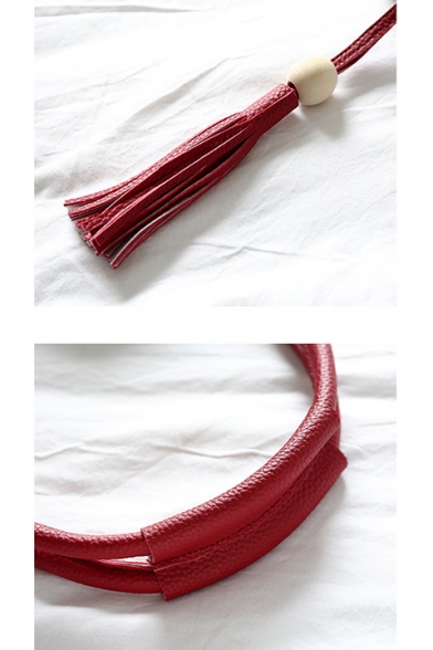 Minimalist Plain Rivet Tassel Embellishment Large Leather Tote Bag 52*2*32 CM