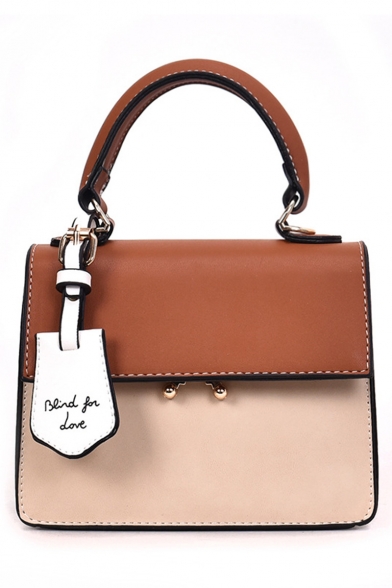 Popular Fashion Color Block PU Leather Crossbody Satchel Bag for Women 19*9*16 CM