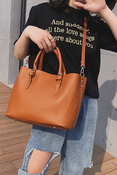 Stylish Solid Color PU Shoulder Sling Bag for Women 33*16*25 CM
